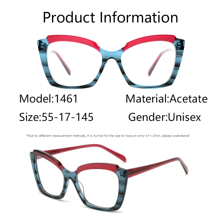 2023 Colorful Acetate Cat Eye Frame Spectacles Ladies Eyeglasses Women Spectacle Eyewear Frames Hot Sale
