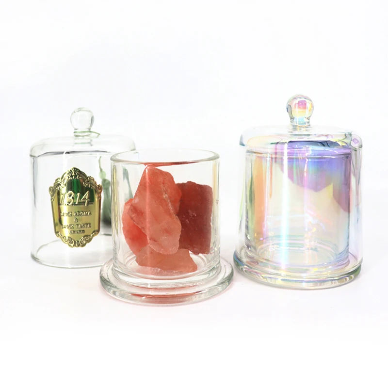 Luxury Empty Unique Clear Holographic Rainbow Gradient Glass Candle Jar ...