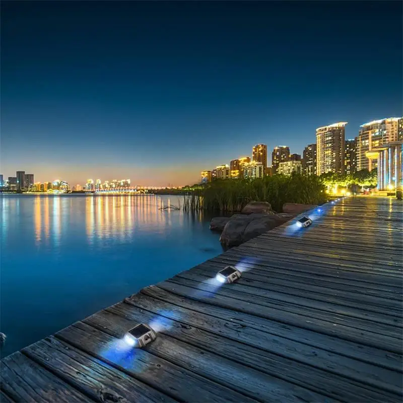 Solar Powered Driveway Step Dock Lights 6 Led Reflective Cats Eye Road Stud Marker Solar Pathway Lights Outdoor