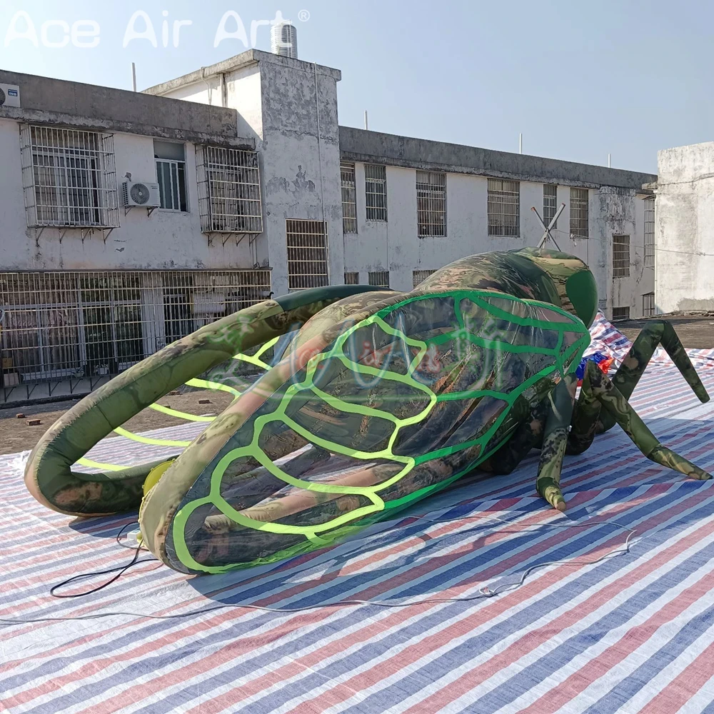 5m Long Colorful Cicada, Inflatable Cockroach, Inflatable Insects With LED Lights for Outdoor Event Decoration