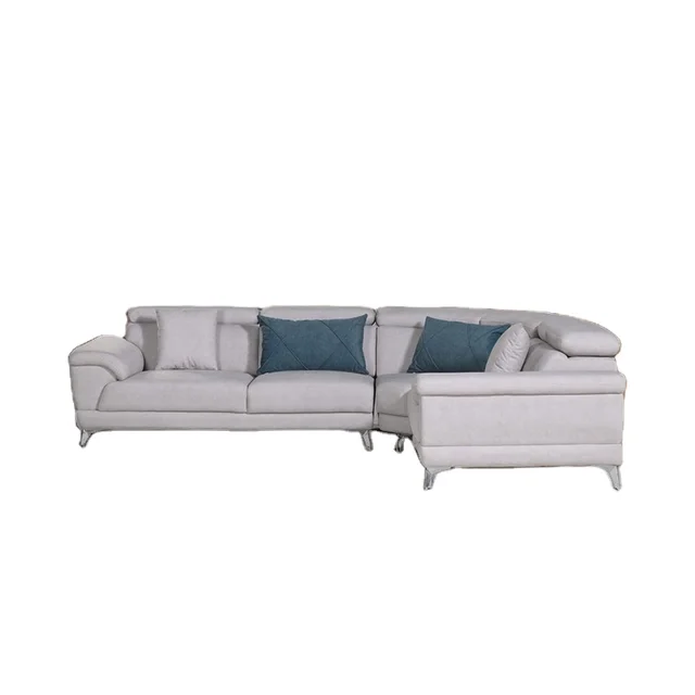 Custom Fabric Soft Sofa Solid Wood Base Square Arm L Sectional Chaise Sofa