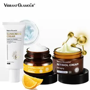 OEM Custom Logo Anti-aging Set Anti Wrinkle Cream Whitening Fading Dark Spots Sunblock Sunscreen Vitamin C Retinol Face Cream