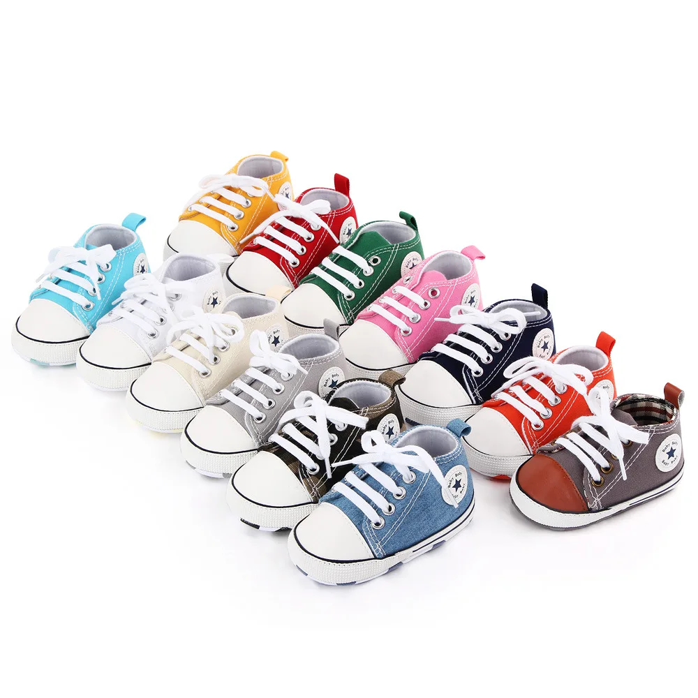 Save Beautiful Baby Girls Boys Canvas Sneakers Soft Sole Hightop Ankle