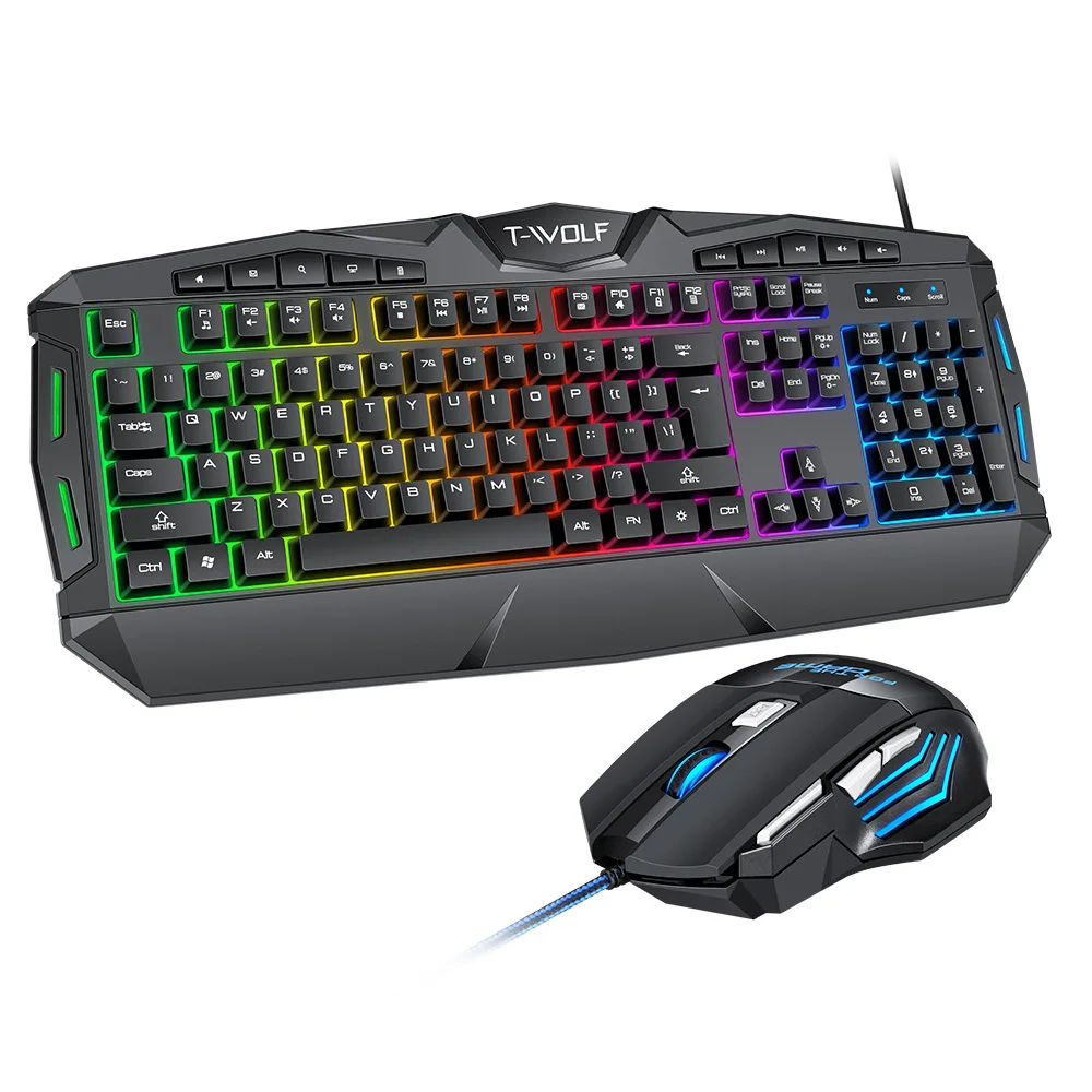 colored wired keyboard and mouse combo