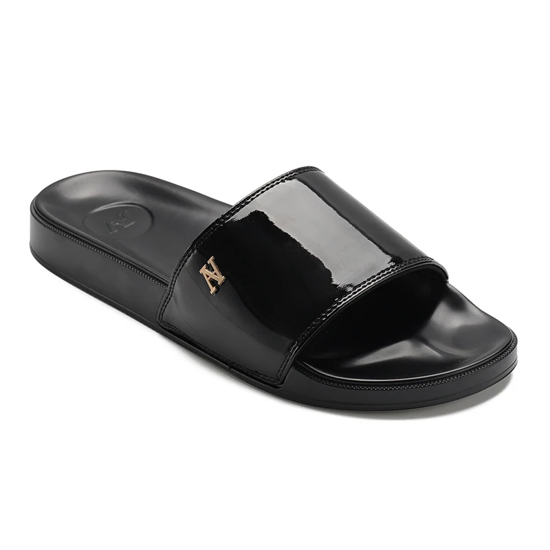Henghao Non-Slip 3d Slide Slippers Your Own Design Genuine Leather Slide Slippers Letter Printed Slides Slippers Factory Price