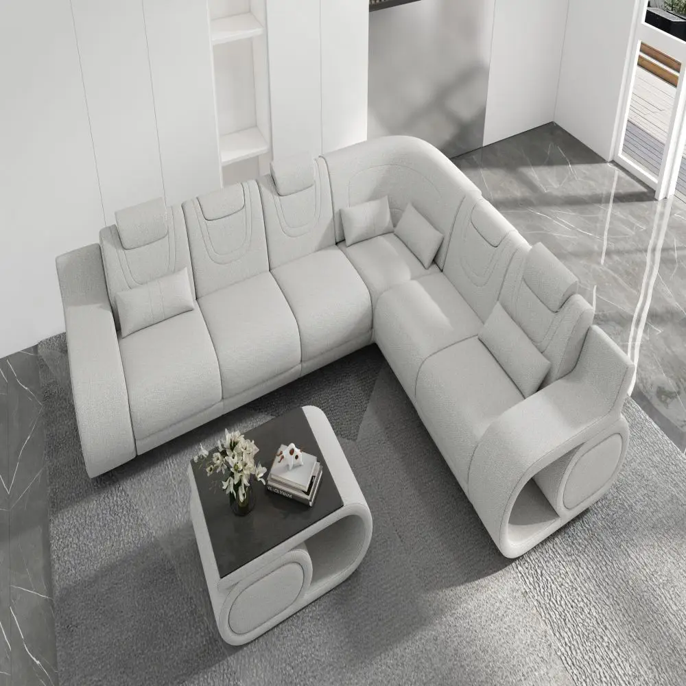 White L Shaped Genuine Leather Corner Couch Modular Leather Sofa Buy