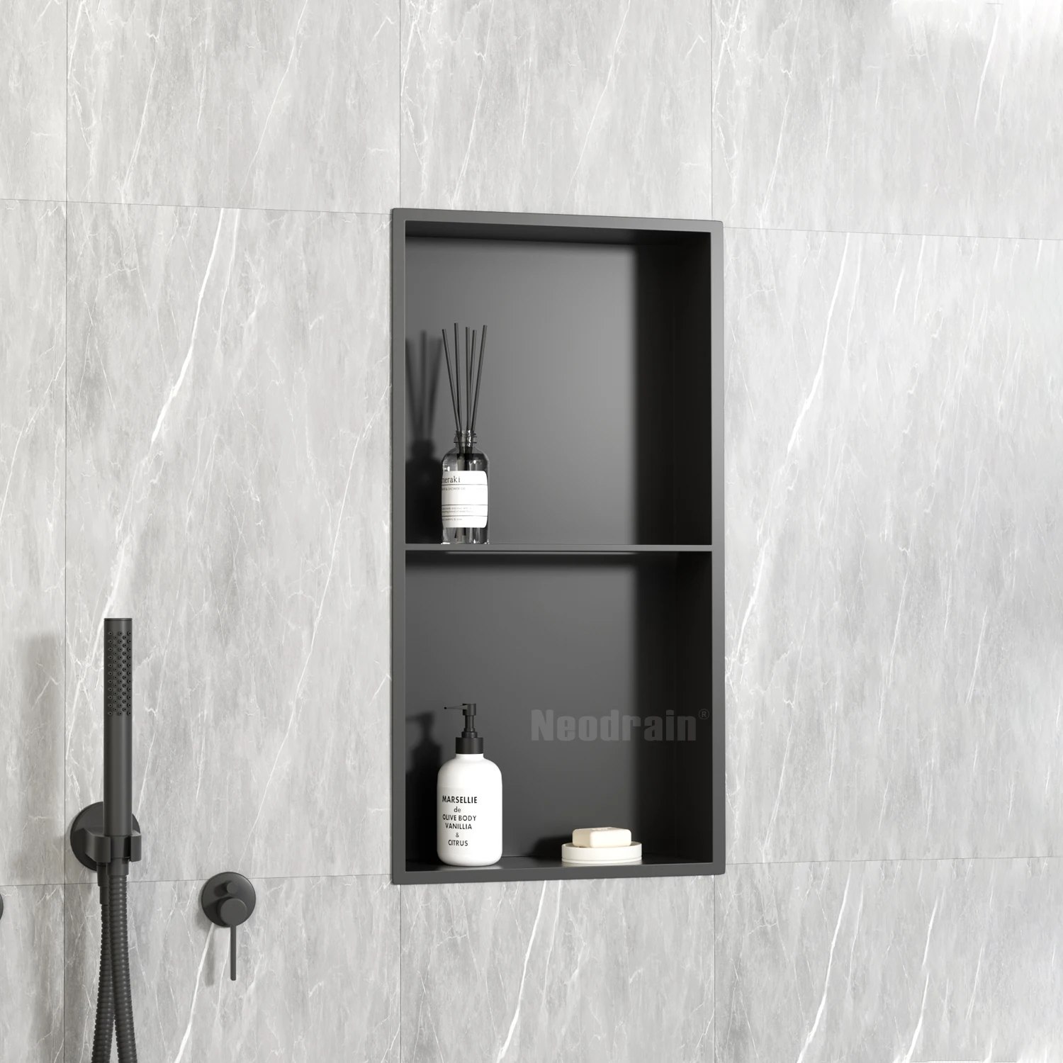Matte Black Wall Niche 92 Degree Angle Design Source Factory Fast Drainage Fingerprint Resistant Coating for Bathroom