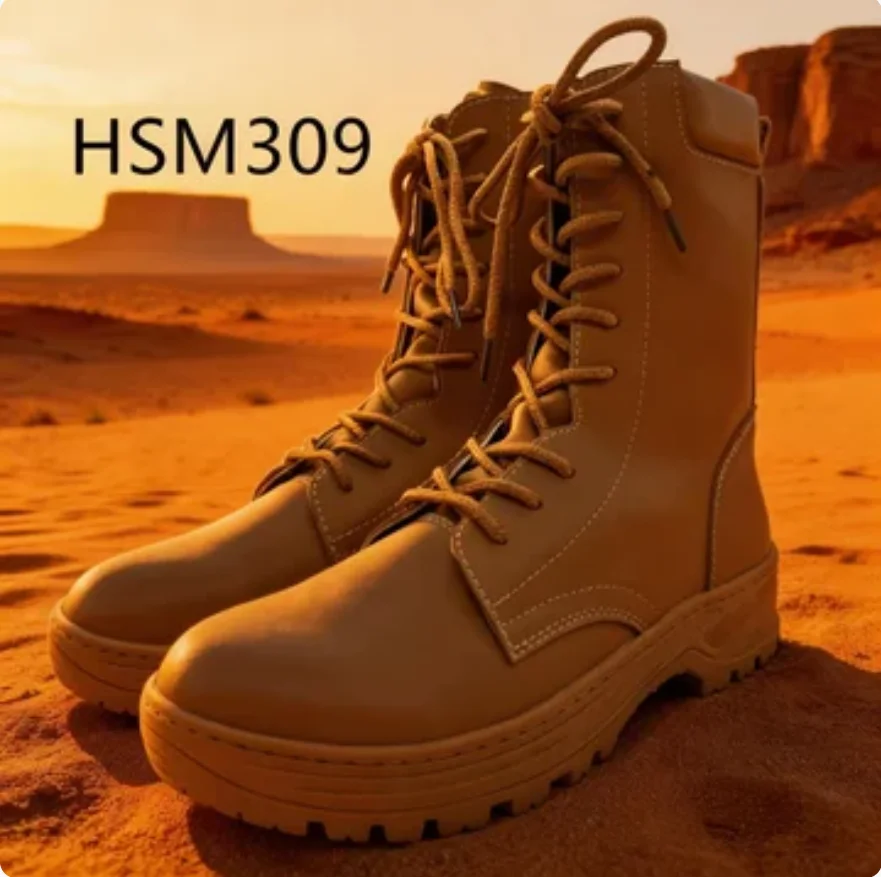 ZYF,rugged Landscape Full Natural Cow Leather Tan Combat Boots Security Personnel Stitching Rubber Sole Tactical Boots HSM309