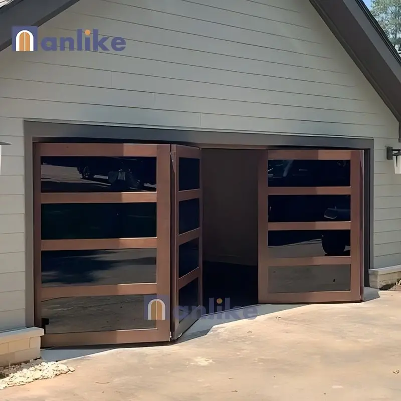 Anlike Hurricane Impact Modern Aluminium Automatic Electric Luxury Overhead Steel Double Bifold