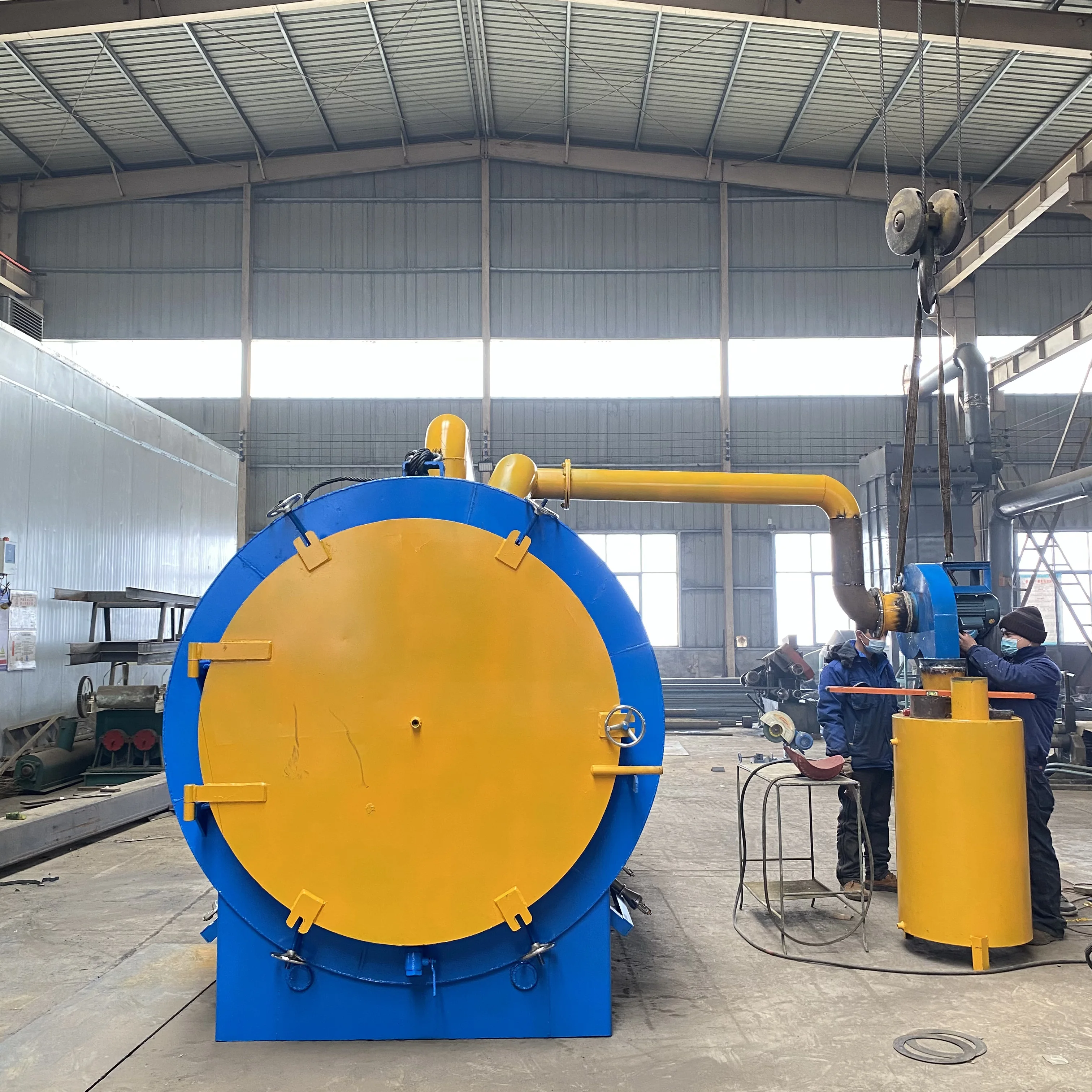 Sawdust Converting in to Charcoal Carbon bar Making Machine / Wood Burning Charcoal Carbonization Furnace Maker Stove in India