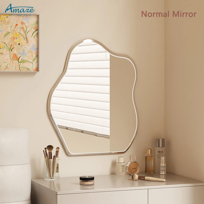 Bathroom irregular shape Interior bedroom dressing living room backlit wall hanging makeup smart led mirror supplier