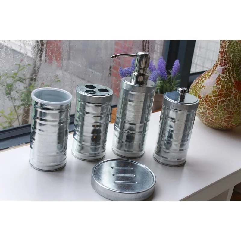 Оптовая продажа с фабрики металлические наборы аксессуаров для ванной комнаты из нержавеющей стали дозатор мыла насосом лосьона набор