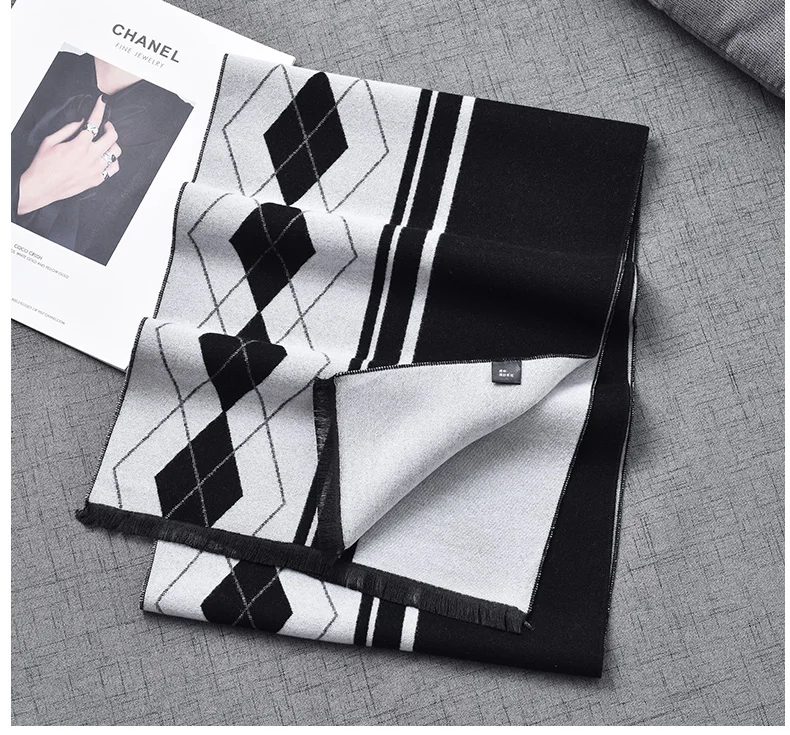 男士商务休闲厚围巾男士羊毛围巾冬季保暖围巾厂家