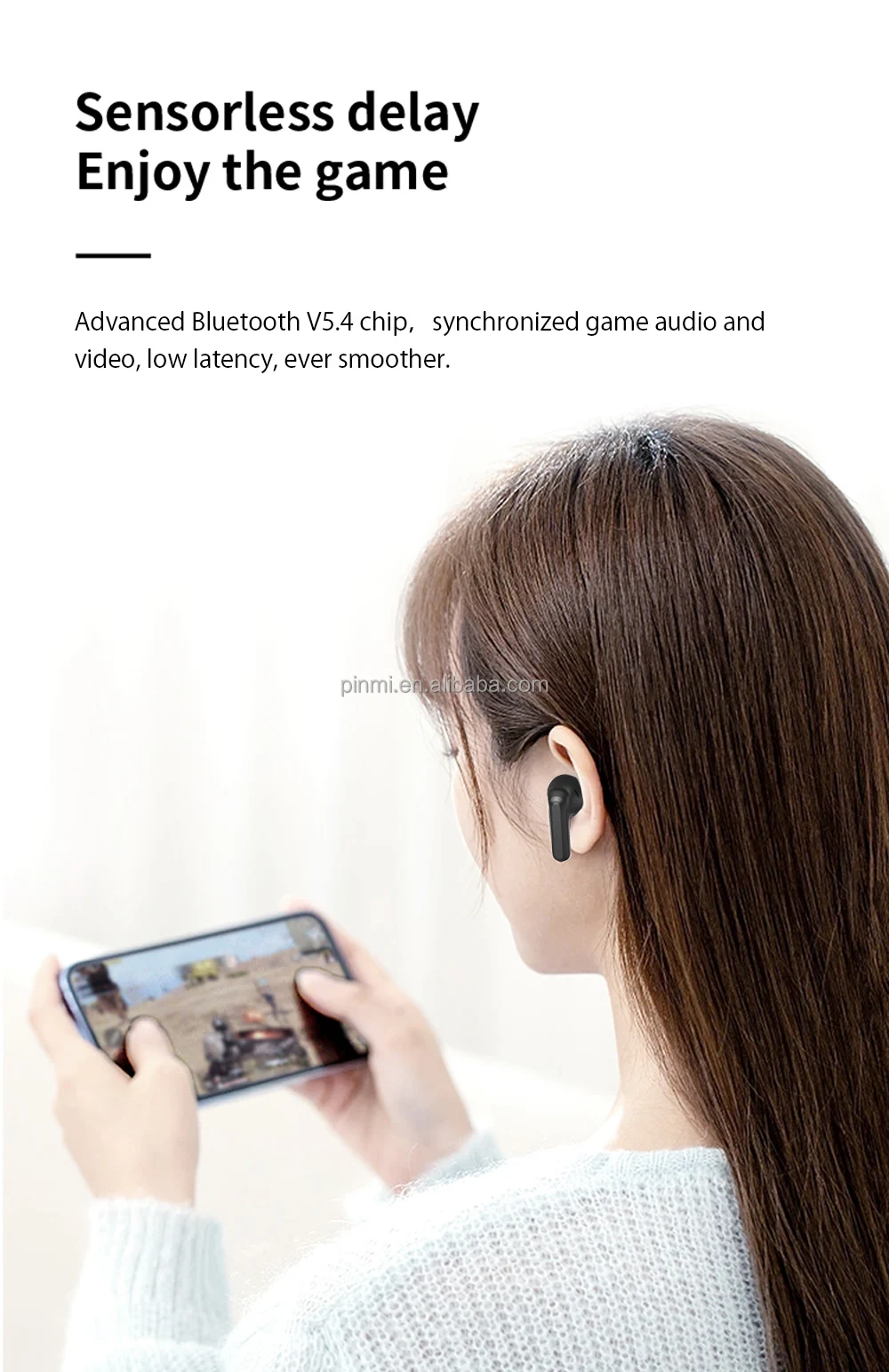 Factory Private JL Chipset ANC+ENC Wireless for 5.4 In-Ear Gaming Earbuds with IPX4 Waterproof and 36h Battery Life