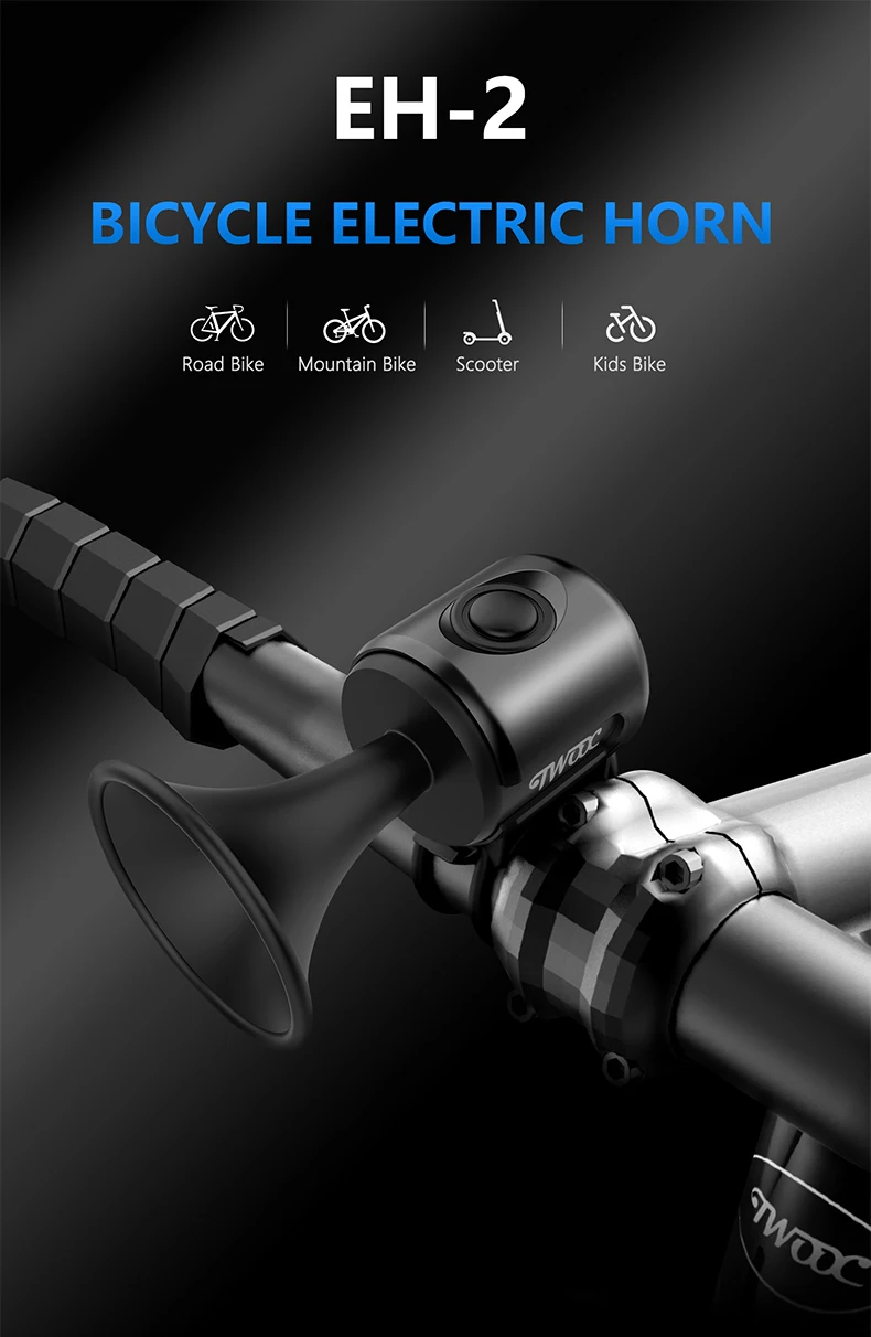 Twooc Electric Horn Alarm Electric Bell Super Loud Horn Bike Bell