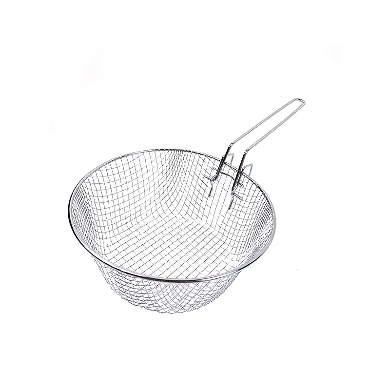 round stainless steel foldable fry wire mesh basket sink strainer rectangle iron potato chips frying basket