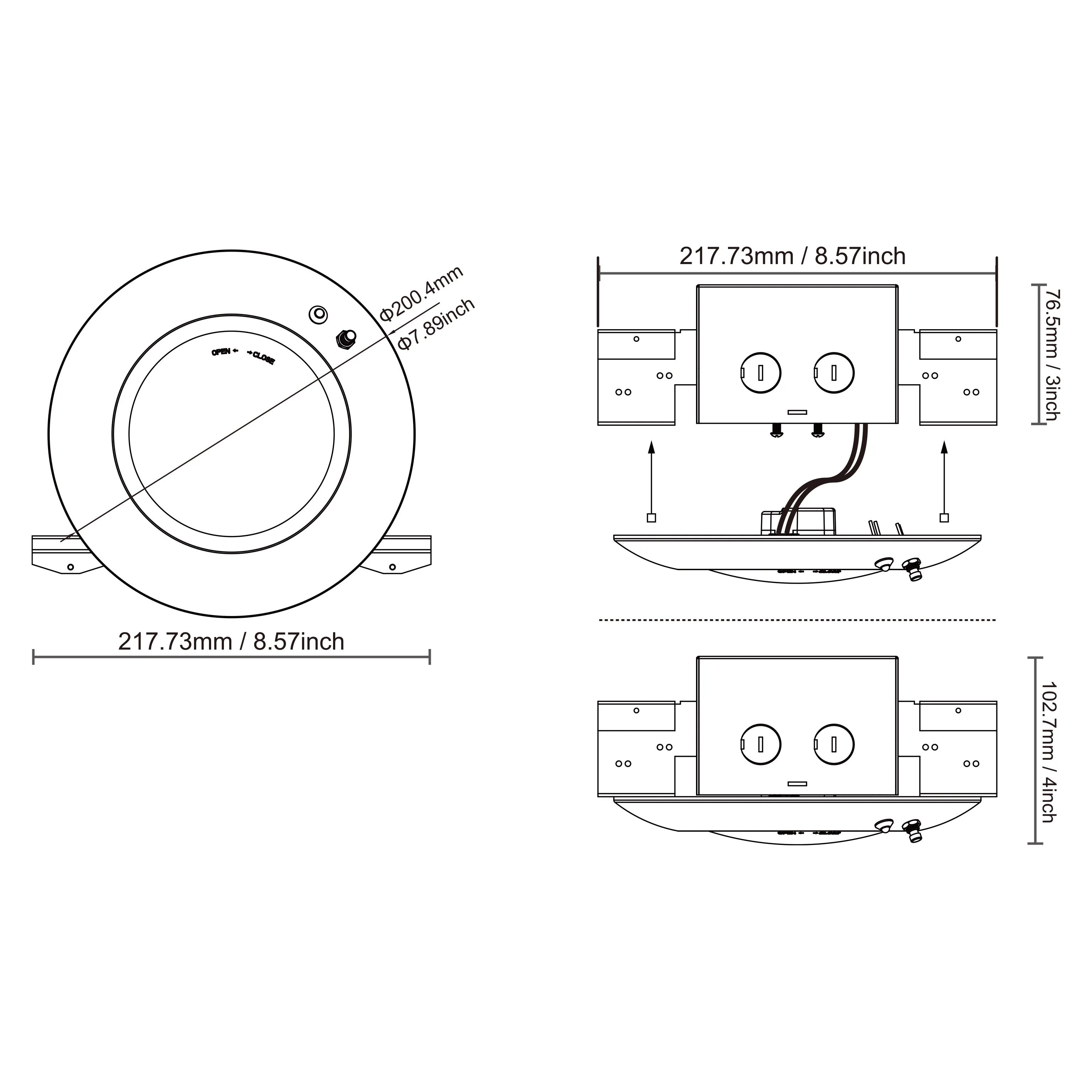 Etl Emergency Battery Backup Light Kit With Jbox Fisheye 6 Inch