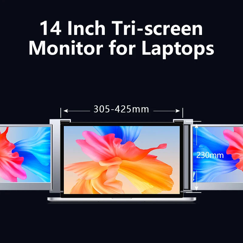 Два экрана для ноутбука, 14 дюймов, портативные экраны для ноутбука, двойной экран, расширение, тройной ЖК-дисплей, расширенные мониторы