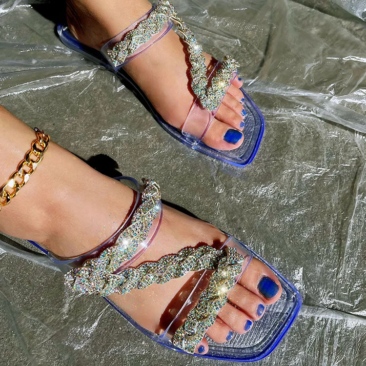 Women's Girls Flats Sandals Transparent Fashion Slippers Summer Beach Shoes 