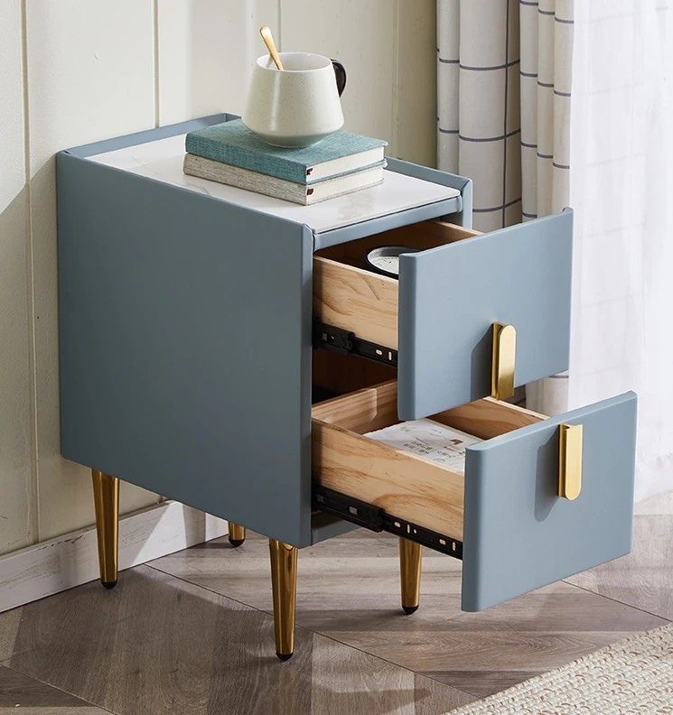 Smart Bedside Table Nightstand Side Table with 2 Drawer Modern Solid Wood Italian Luxury