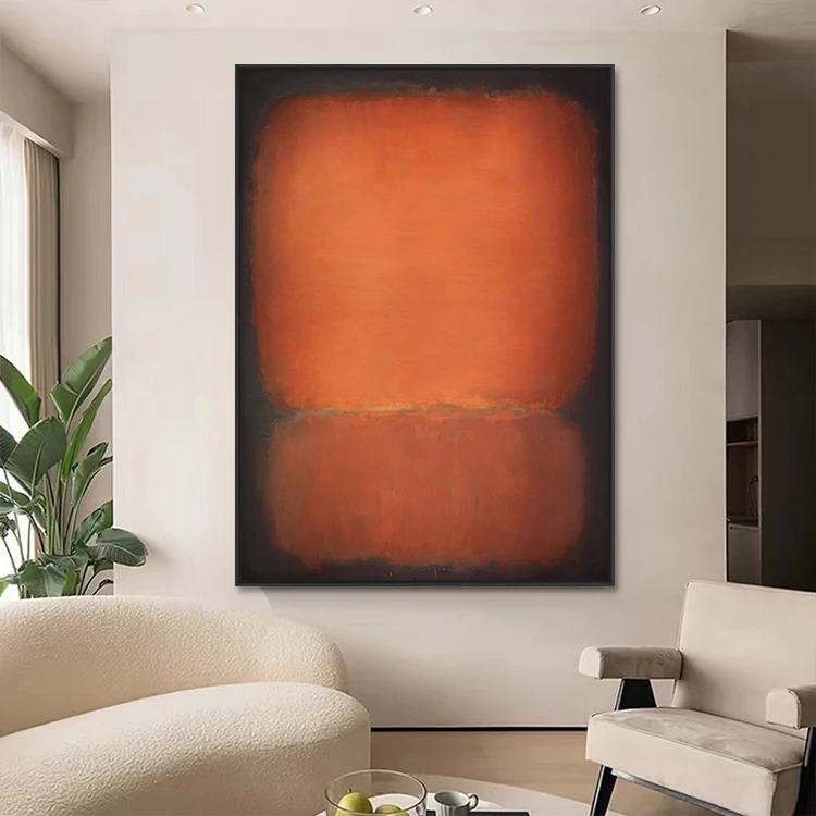 Housewarming Gift Hand Painted Canvas Orange Blue Textured Abstract ...