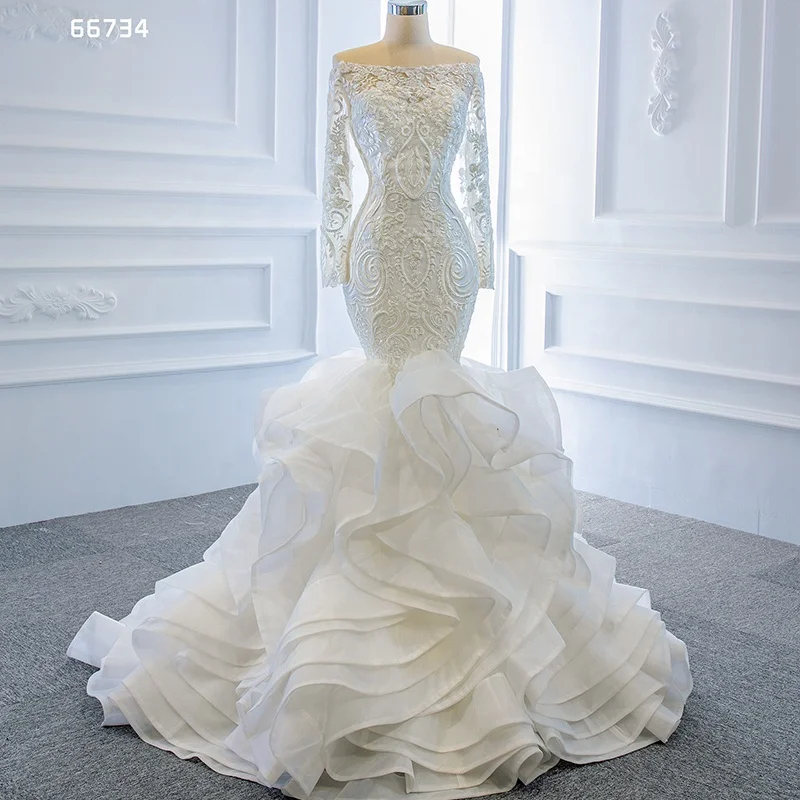 fitted lace wedding dress Rustic See Through Lace Wedding Dresses V neck Long Sleeve Mermaid Wedding  Dresses SEW007 main image 1