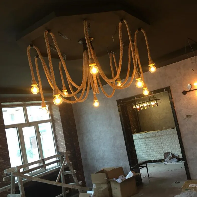 Лидер продаж промышленная люстра с шестью десятью головками Подвесная лампа креативный Ресторан Бар магазин светодиодная на веревке