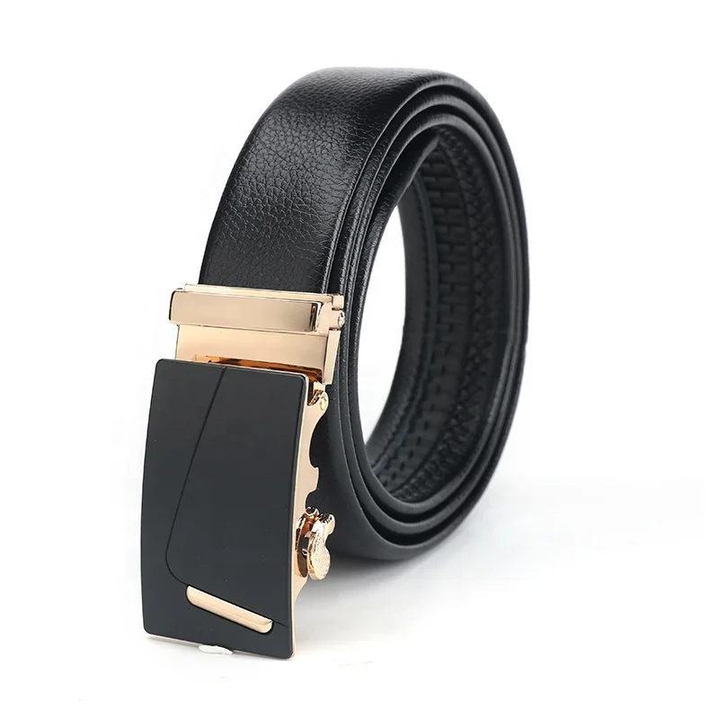 Popular Custom Design Black Leather Belt For Men With Automatic Buckle 2019