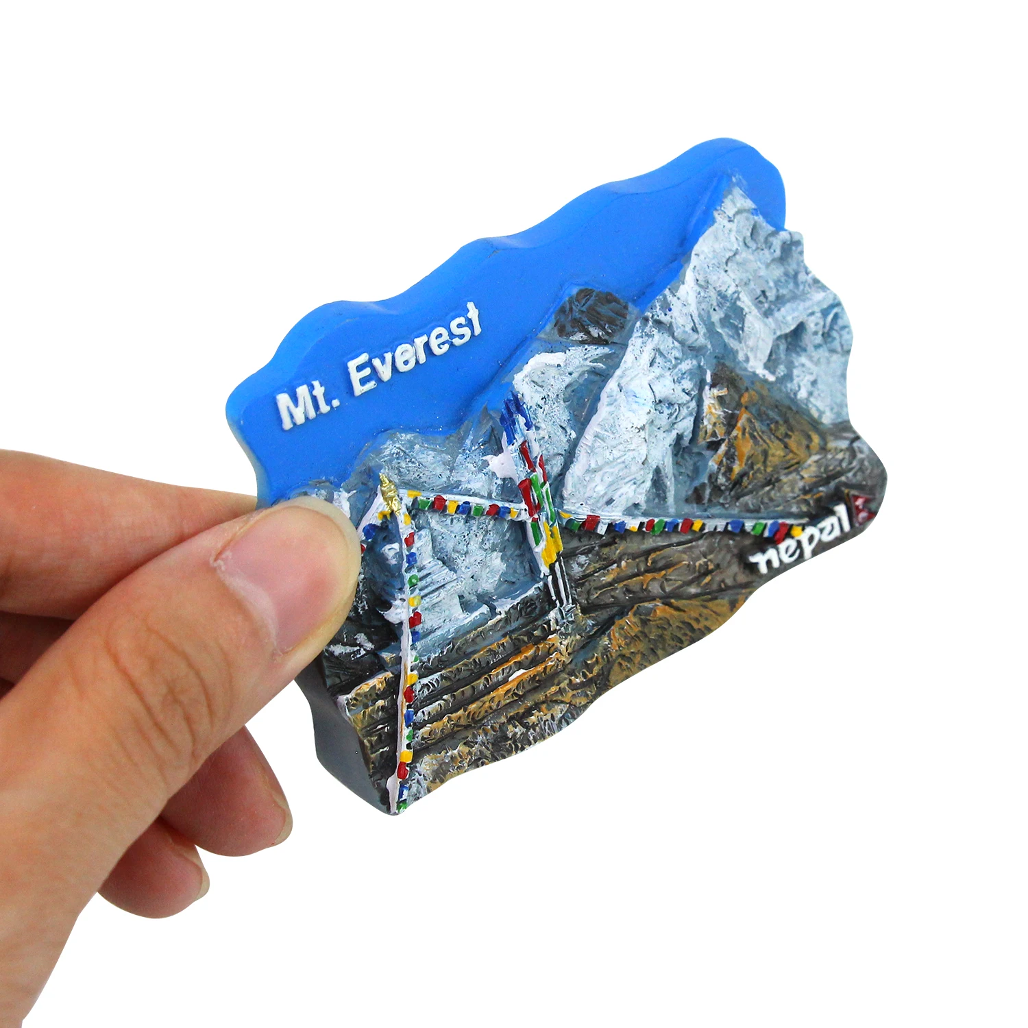 Magnete 3D Per Frigorifero Monte Everest Tibet: Souvenir Da Viaggio, In Poliresina, 7x5 Cm, Fatto A Mano - 2