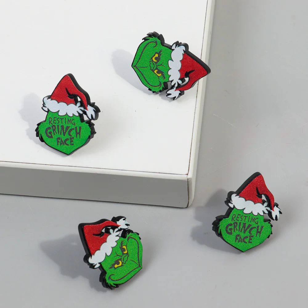 Grinch Weihnachtsohrringe - Festliche Ohrstecker Damen