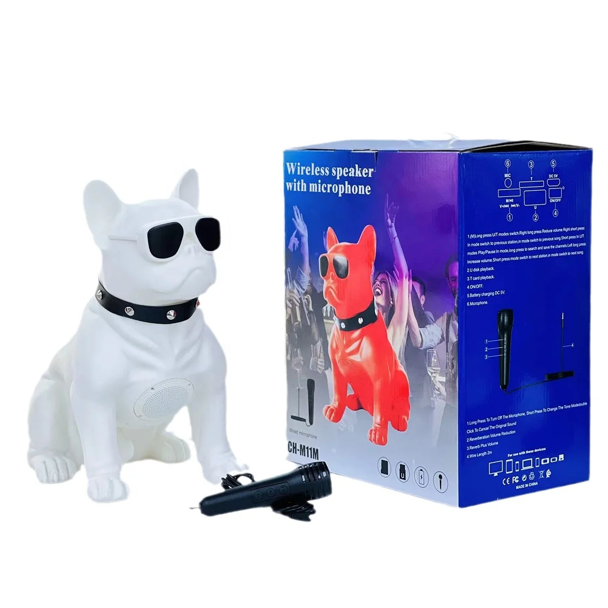 Cartoon Dog Portable Bluetooth Speaker - Cute French Bulldog
