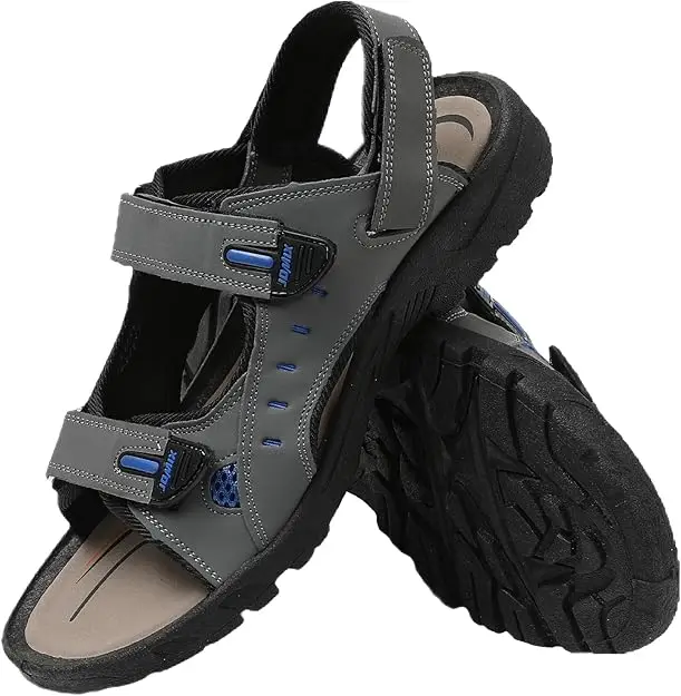 Open Toe Outdoor Non-Slip Buckle Strap Men's High Quality Handmade Flat Leather Slippers Men Cork Casual Sandals Beach Shoe