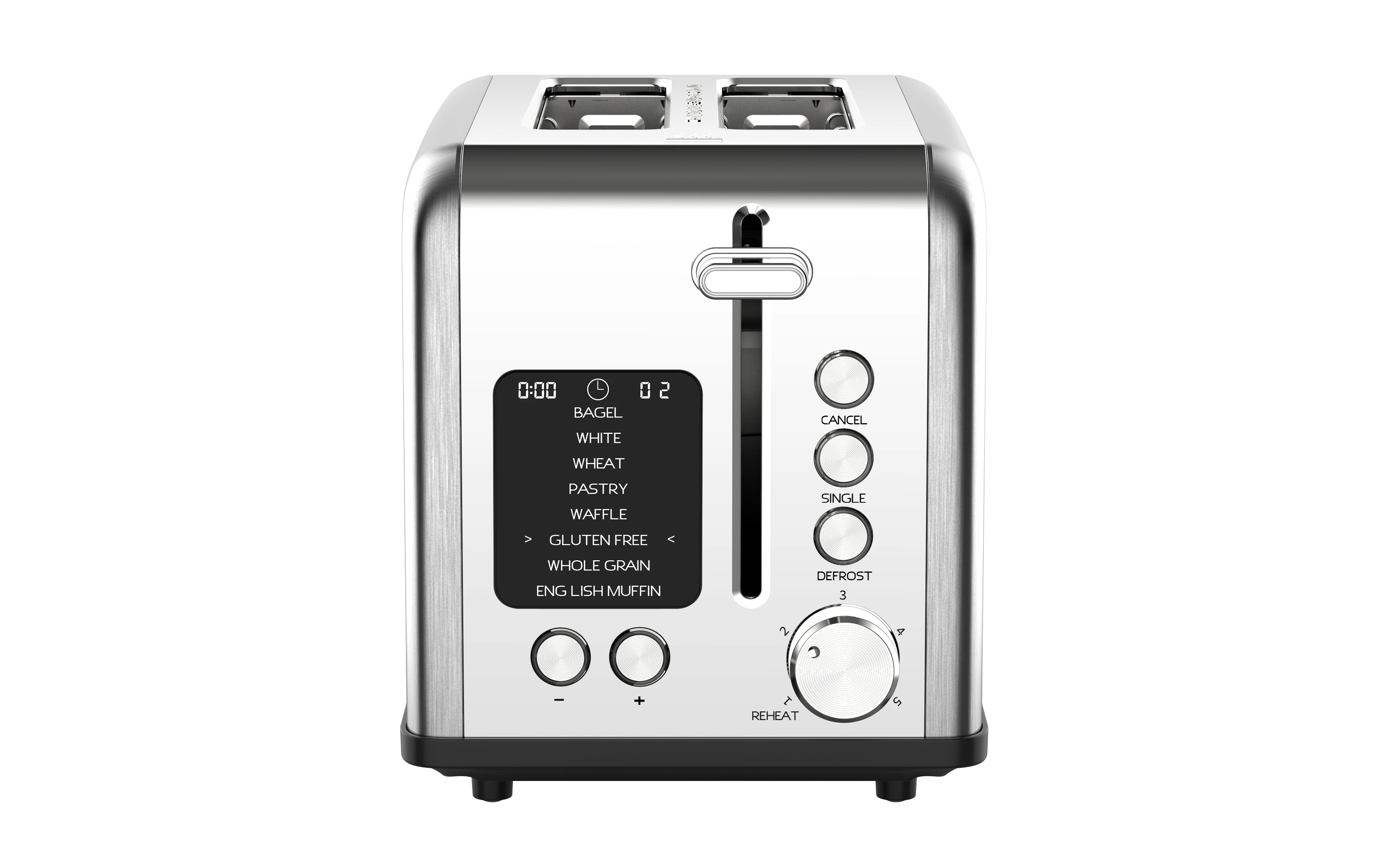 Multiple Functional Digital Toaster Home Appliances 2 Slice Bread Toaster with LED Display Screen Smart Electric Toaster