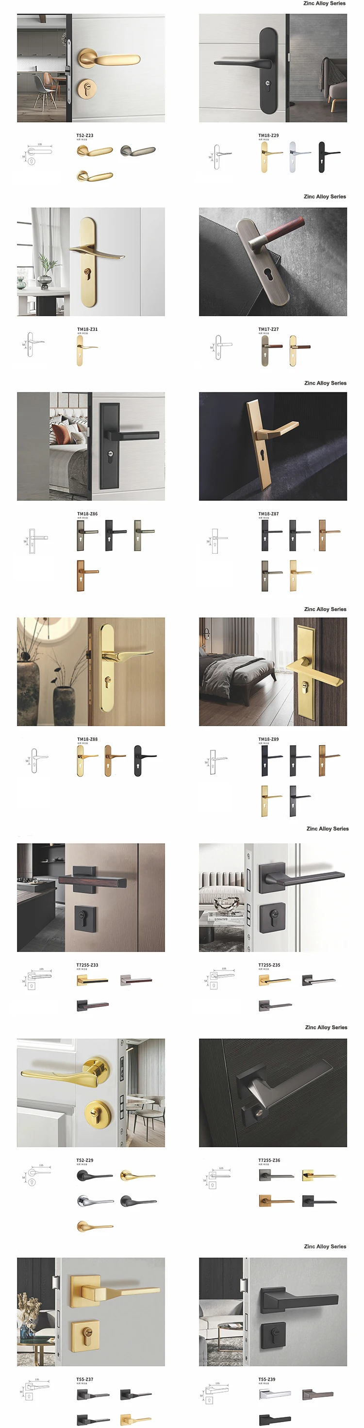 Modern Hardware Internal Round Square Front Luxury Interior Mortise Wood Door Lock Handle Lever