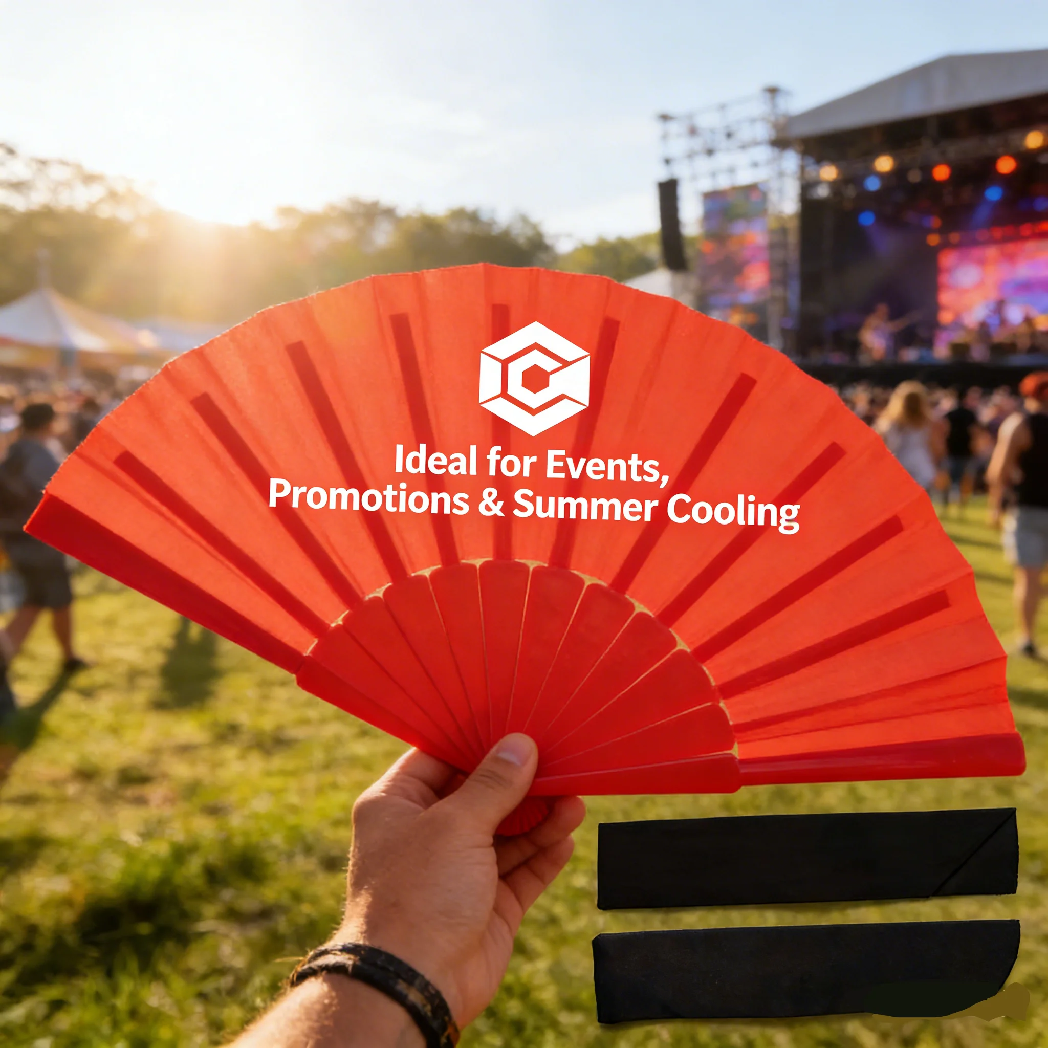 Custom Logo 23cm Classic Portable Clack Folding Plastic Fan with Printed Design for Wedding and Dancing