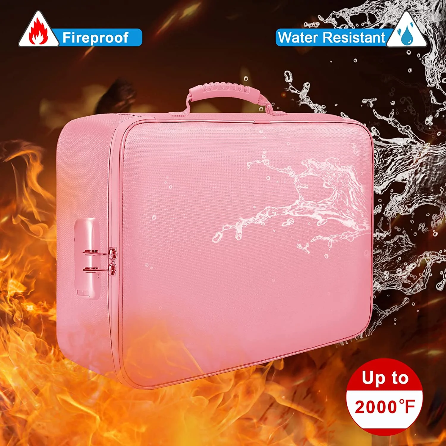 Fireproof Document Bag With Lock Multilayer Portable Filing Home