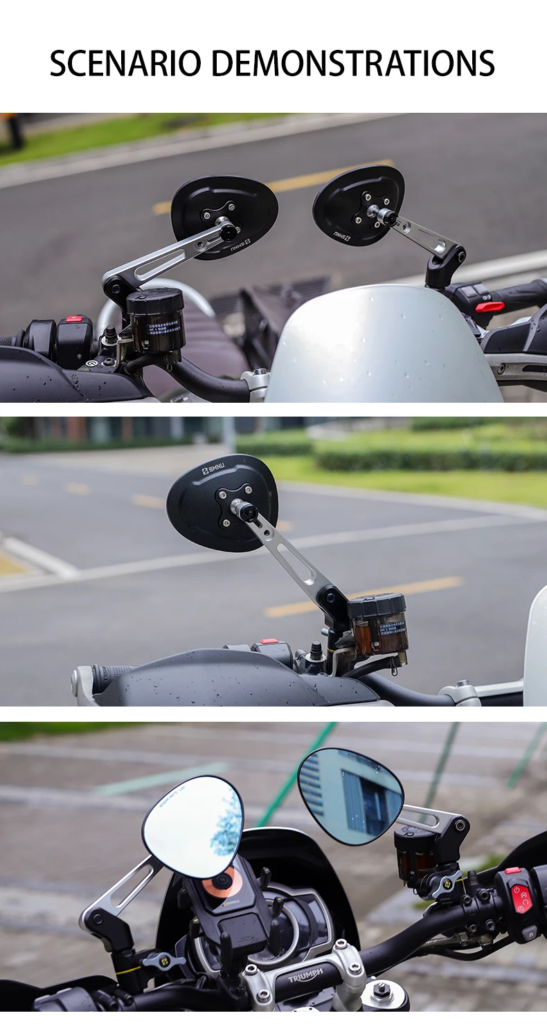 product smnu motorcycle mirror with expansion ball head base handlebar mirror hydrophobic motorcycle aluminum alloy rear view mirror-13