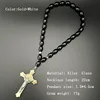 Gold cross+Silver Jesus -Black beads