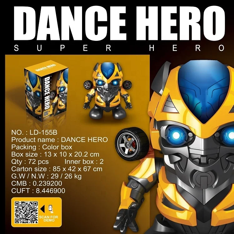 Battery Operated Toys Dancing Robot Hero Superhero Action Figure Electronic Toy Dancing Hero with Light and Music