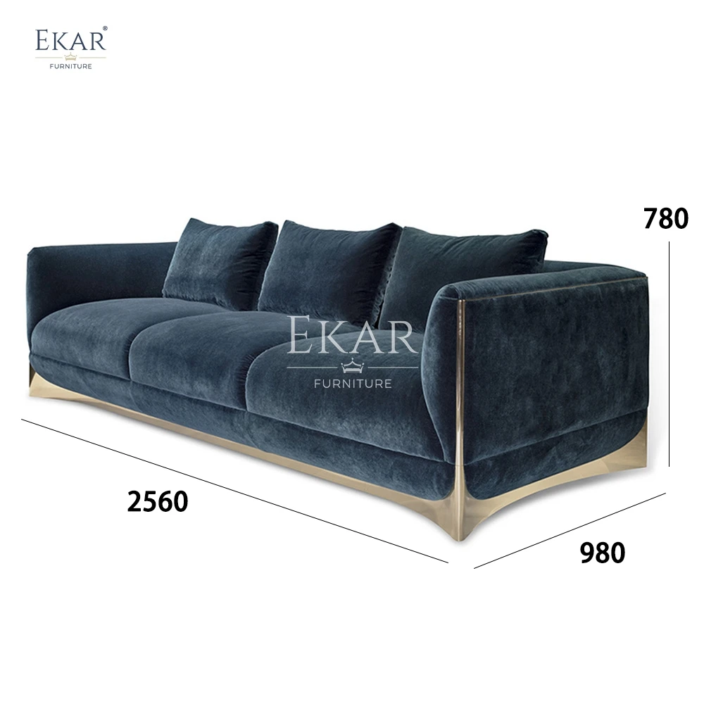 product modern brass finish crystal steel sectional sofa set sleek modular design with velvet fabric for hotels villas apartments halls-66