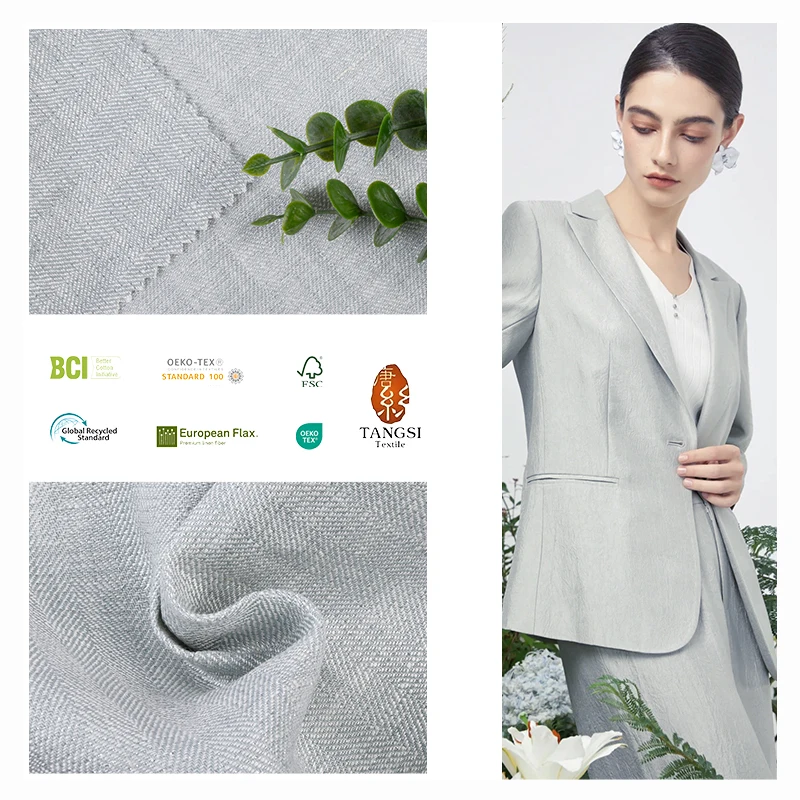 Linen Fabric Lurex Twill Soft Breathable Eco-friendly Skin-friendly Women and Men Clothes Dress Fabric for Clothing