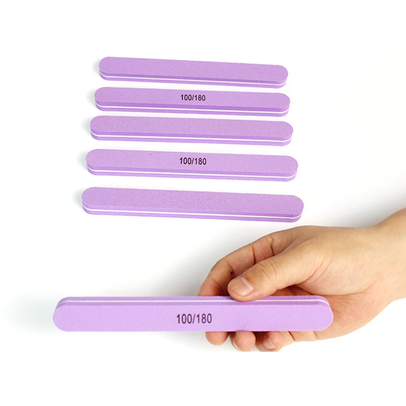 Wholesale Durable Doublesided Manicure Nailfile Custom Washable Purple Sponge Nail File 80/100