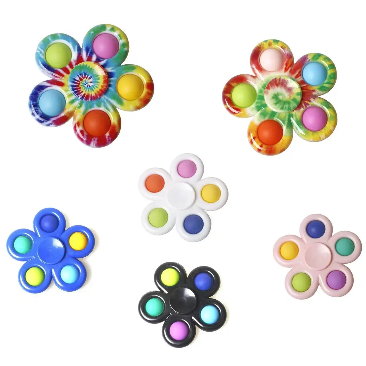 Hot Selling Colorful Finger Pops Bubble Fidget Spinner Toy Silicone Bubble Poppet Anti Stress Relief Fidget Spinners for  Kids