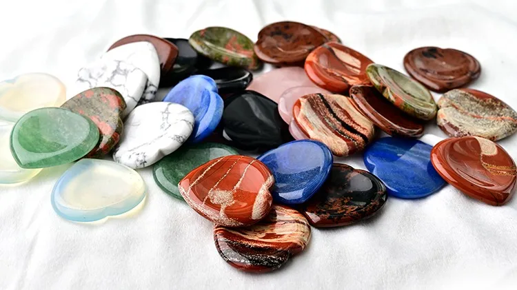 thumbnail image 2 of 10pc Natural Worry Stones – Thumb Gemstones For Healing Crystal Therapy (35x45mm) 2 of 6