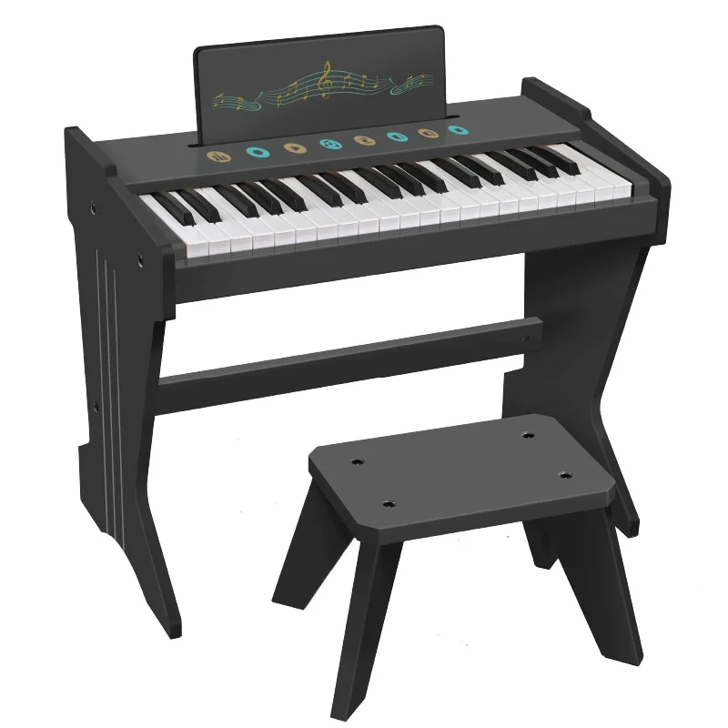 High Quality 37-Keys Wooden Piano Instrument Educational Musical Toys for Kids Children's Learning Model Guitar Set