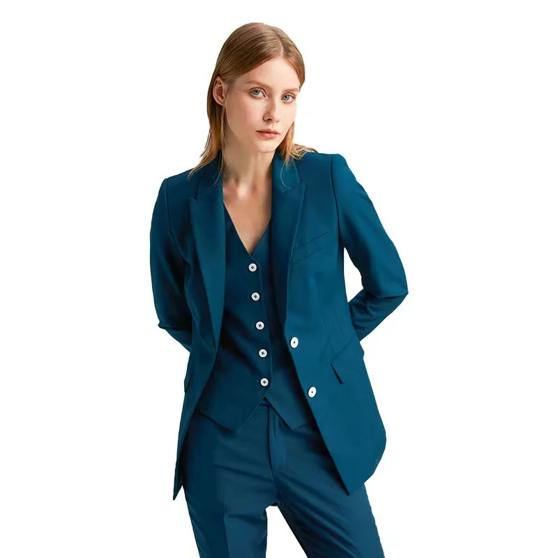 Ladies French Blue Professional Suit Suit Women's Vest Three-piece Professional Wear - Buy Three-piece Professional Wear,Ladies Blue Professional Casual Women Product on Alibaba.com