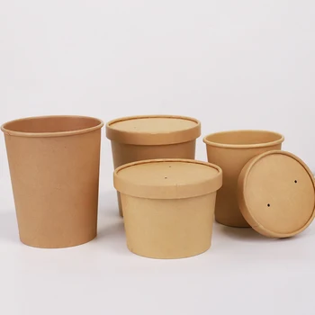 Kraft Paper  Salad Box with Lid  Disposable Craft Paper Food Container  for Fast Food Chicken Fried to Go Packaging