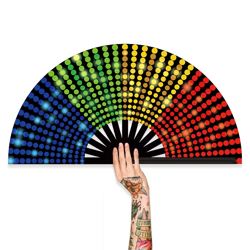 Оптовая продажа большой светоотражающий бамбуковый складной веер для танцев 13 дюймов