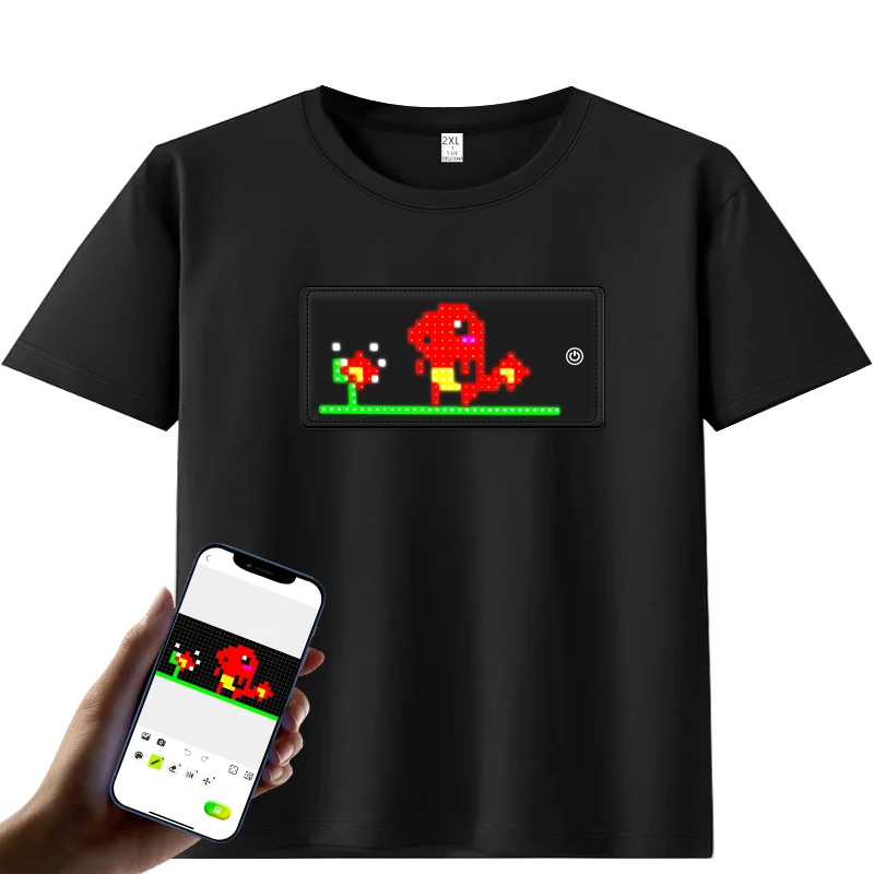 Men Women Kids Light up Equalizer Clothes USB Rechargeable Full Color Glow TShirt LED T Shirt for Party Halloween Christmas