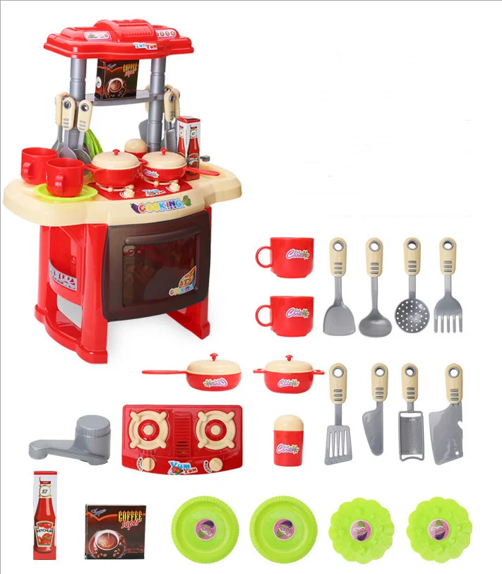 Wholesale plastic baby children kids food kitchen set toy pretend play toys kitchen utensil set for girls and boys kids cooking